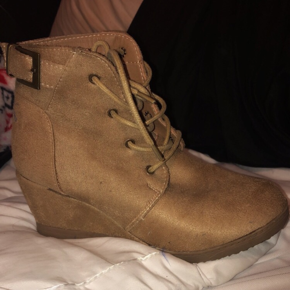 tan wedge booties